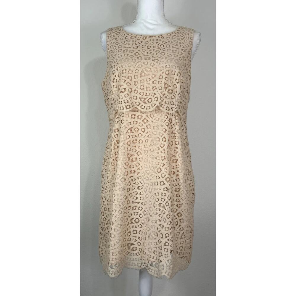 J.Crew Raindrop Lace Shift Dress Women Size 10 Cream Beige Sleeveless